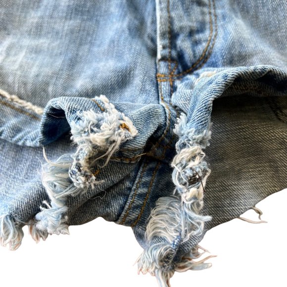 Free People Light Wash Boho Embroidered Eliot Denim Shorts - Picture 6 of 7